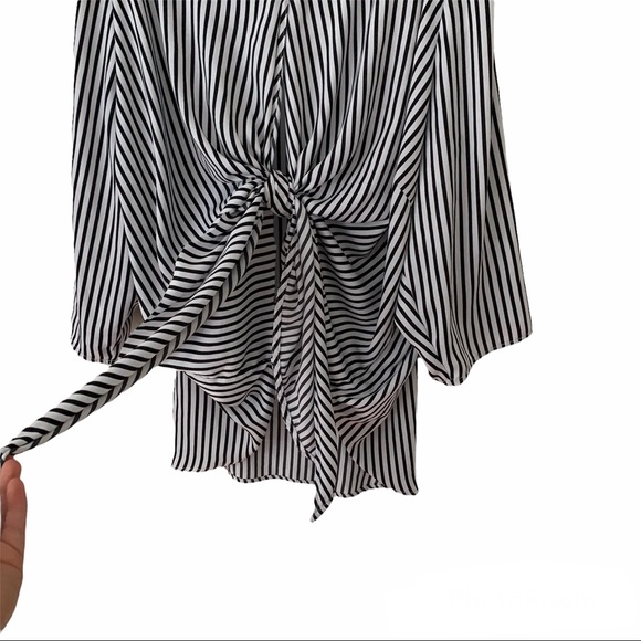 Plus Sized Striped High-Low Blouse Top - Picture 4 of 7